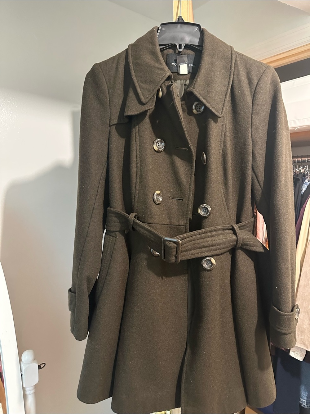 Moda International Double-Breasted Trench Coat in Olive